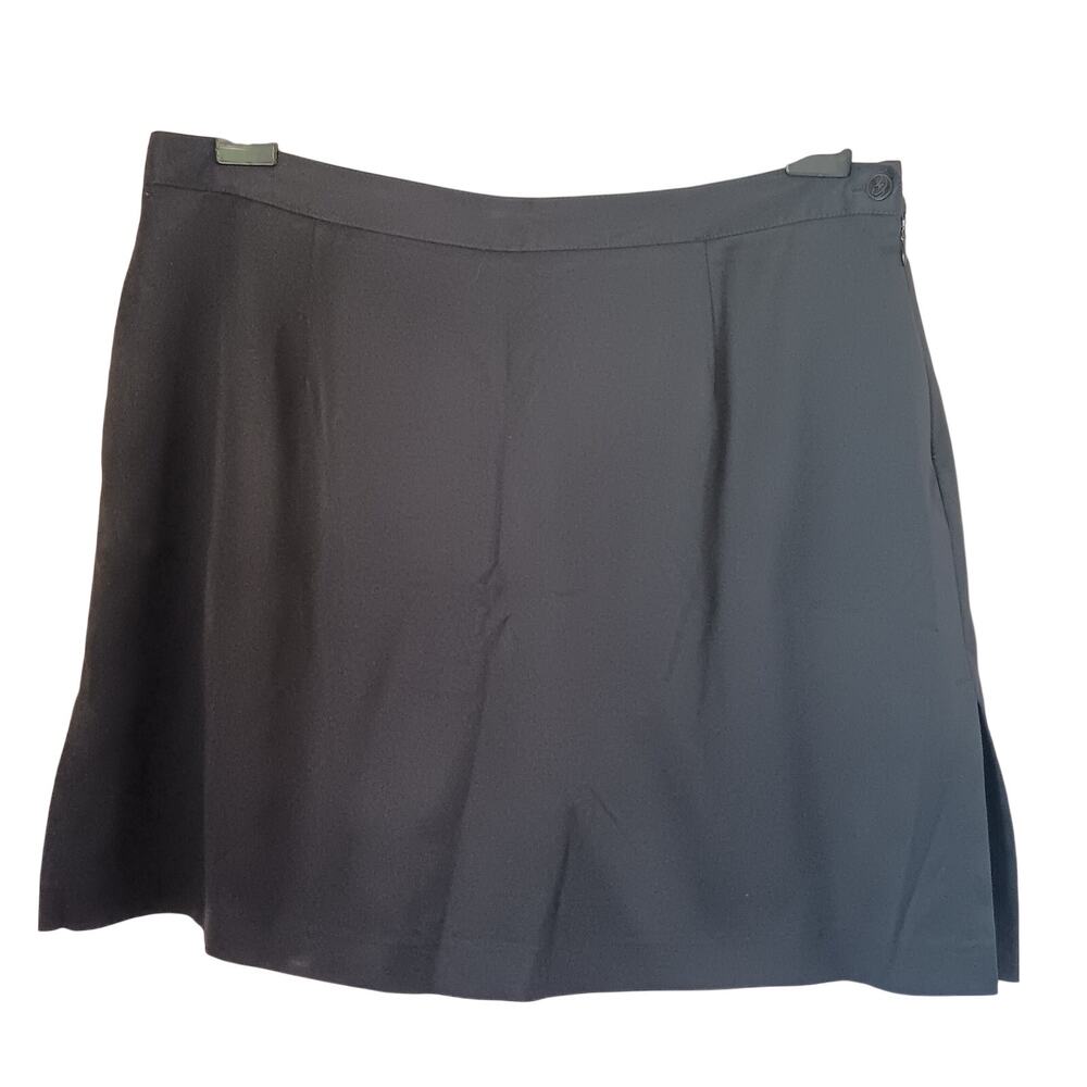 Bette & Court Skort Size 16 Black Lined Side Zipper Button Pocket NICE!